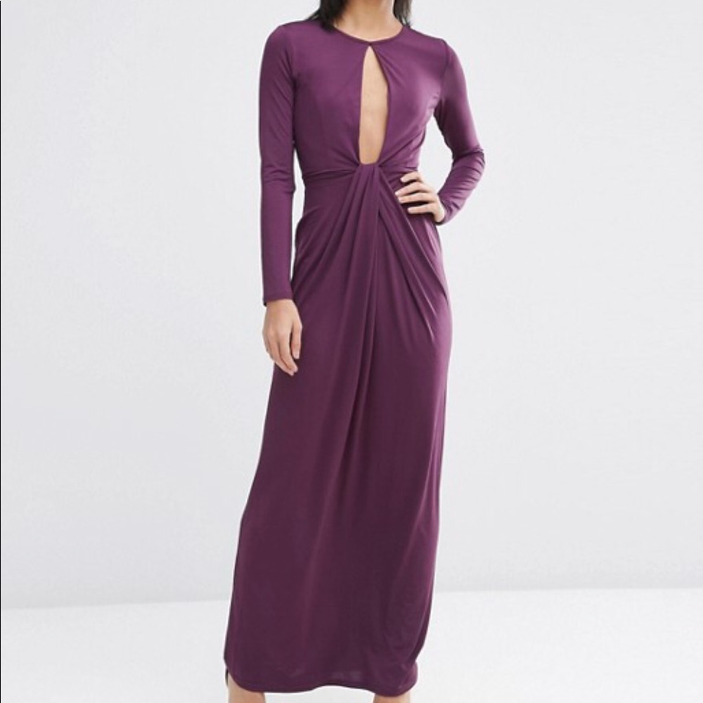 Slinky deep  plunge maxi dress